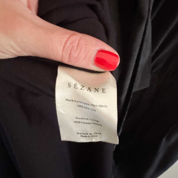 Sezane Black Silk Emilie Bow Tie Maxi Dress EU 34 / US 4 - Picture 6 of 7
